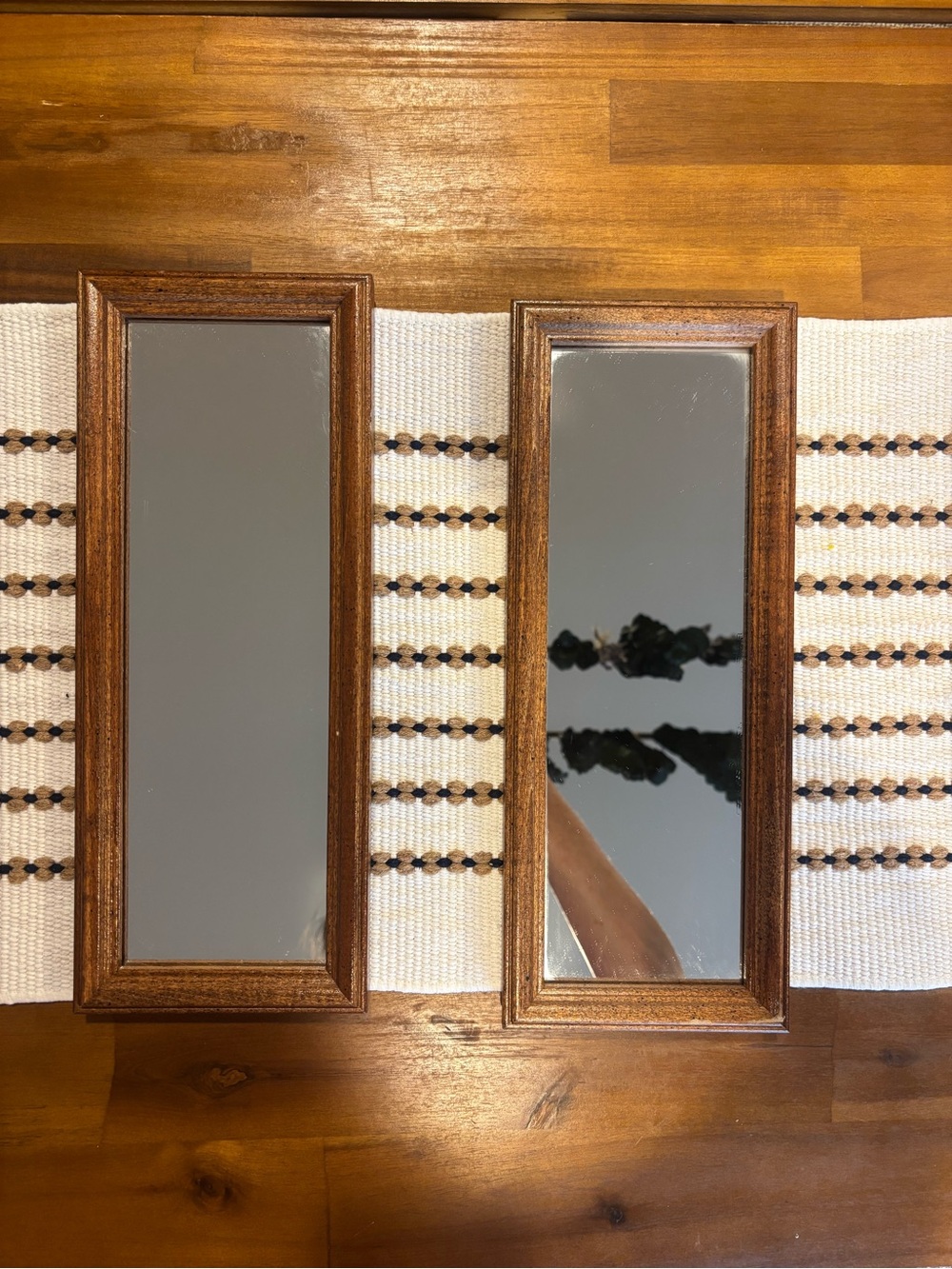 Pair of Vintage Solid Sood Framed Mirrors